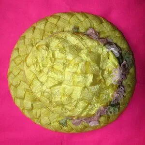 1950s vintage yellow wide brim floral hat rockabilly summer easter Vintage | Accessories | 95s Vintage Yellow Wide Brim Floral  main image 4